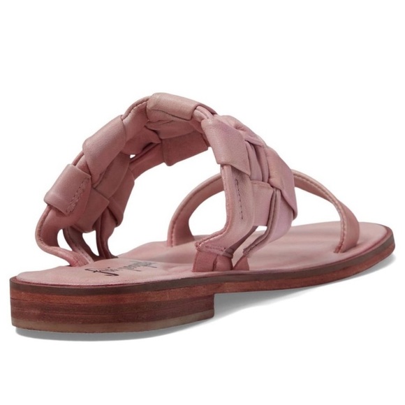 FREE PEOPLE Sandals River Pink Woven Leather Flats Sz 37 - Picture 4 of 12